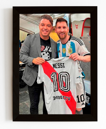 Cuadro Messi Con Gallardo River Argentina - Madrid Deco