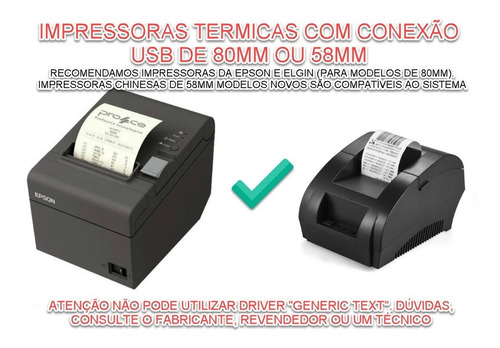 Impressoras P/ Sistema Smb Store, Sistec, Orientação De Mod. (Usado)