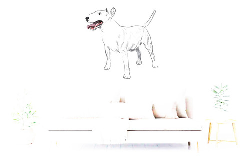 Vinilo Adhesivo Pared Decorativo Perro Bull Terrier 100cms