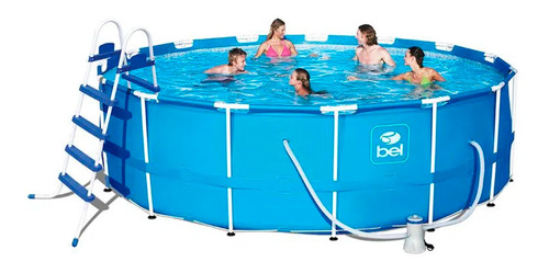 Piscina Armação 16000l Cobertura Lona Escada E Filtro Belfix Cor Azul