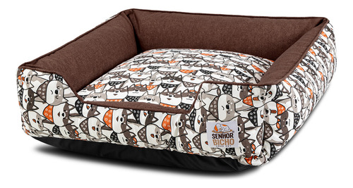 Caminha De Cachorro Impermeável Caminha Pet Com Zíper 73x73 Cor Chocolate Desenho Estampado