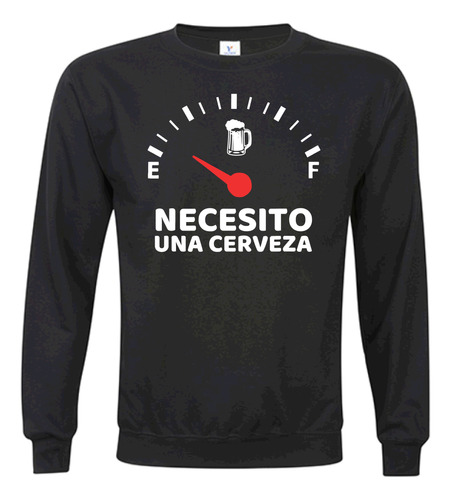 Polera Manga Larga Negro Estampado Nesesito Cerveza  