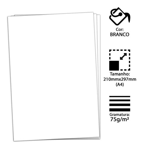 Folha Papel Sulfite A4 Chamex 75g Com 5 Pacotes 2500 Folhas
