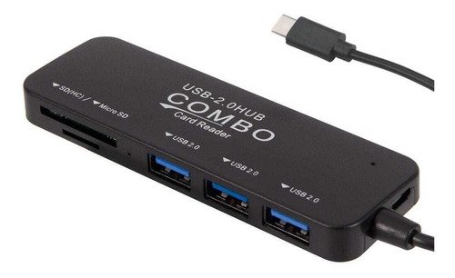 Hub Usb C 6 En 1 Nexioa Nx-152 A 4 Usb A 2.0 + Slot Sd + Slo