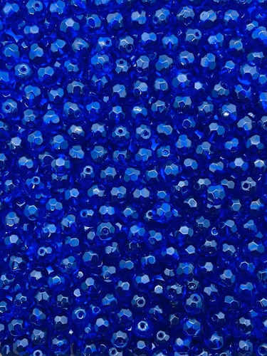 100 Miçangas Contas De Cristal Vidro 8mm Umbanda E Candomble Cor Azul Royal