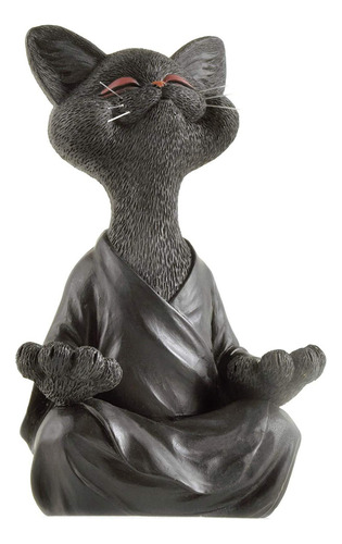 Estatua De Gato De Meditación, Escultura Zen, Decoración De