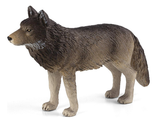 Figura De Juguete De Pie De Lobo De Madera Mojo