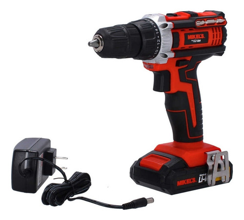 Taladro Atornillador Inalambrico 18v Mikels Tai-18 Color Negro/rojo