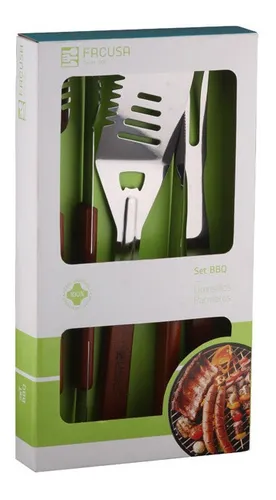 comprar Set Para Parrilla Parrillero Bbq X4 Piezas Utensilios Nuevo