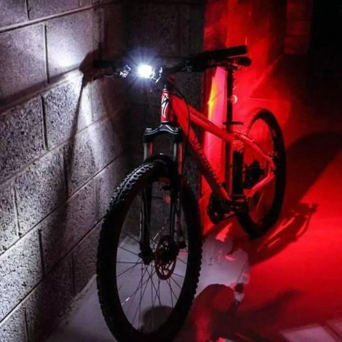 Kit Farol Dianteiro E Traseiro Bike Super Led Wj-101 A Pilha