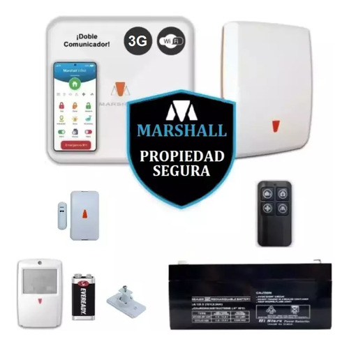 Kit Alarma Marshall 3 Dual 3g + Wifi Sensores Inalambricos