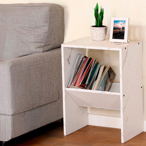 Buro Mesa De Noche Minimalista Blanco Acabado Brillante