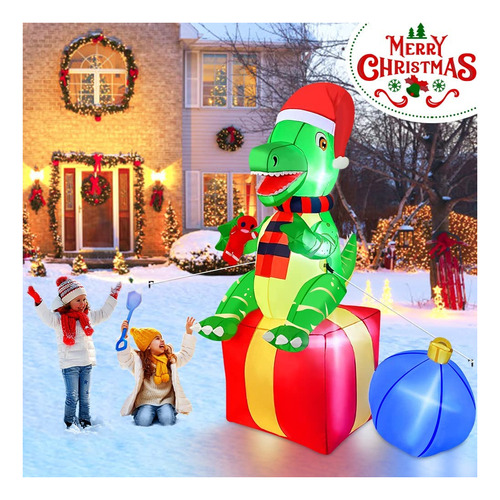 Ourwarm Dinosaurios Inflables Navideños Para Exteriores, Dec