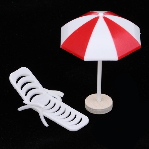 5 Conjunto De Miniatura Sombrilla Y Silla De Playa