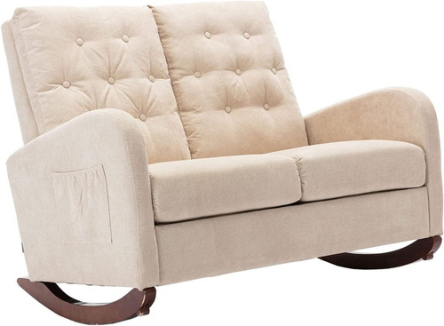 Sofa Mecedor Biplaza Tela Color Beige Marca Ssline