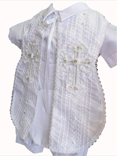 Traje Para Bautizo De Niño Ropón Bautizo Niño Elegante M.p03 Blanco T6m