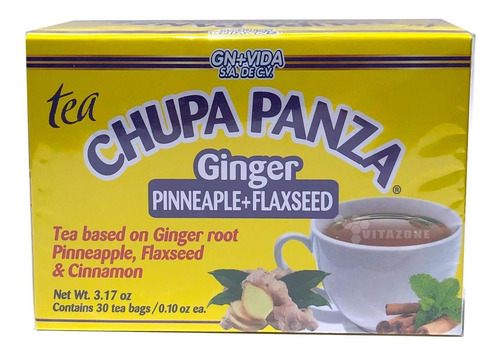 Imagen 2 de 4 de Te Chupa Panza Jengibre Linaza 30 Sobres (3 Cajas)