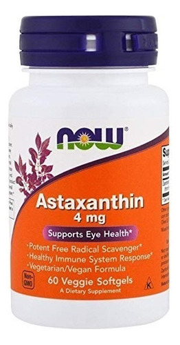 Now Foods Astaxatina 4 Mg X 60 Caps.