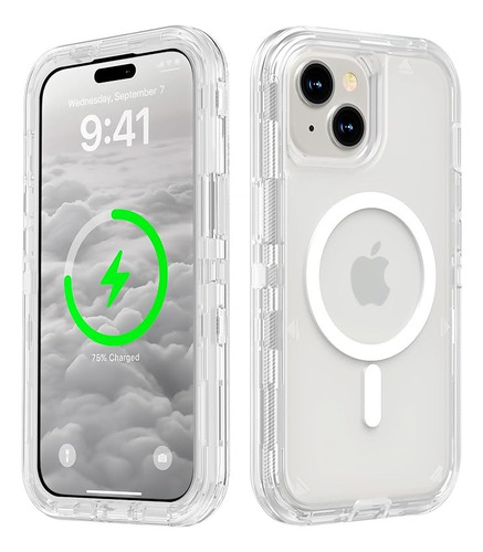 Funda Protector Para iPhone Con Magsafe 3 En 1 Uso Rudo Case 360