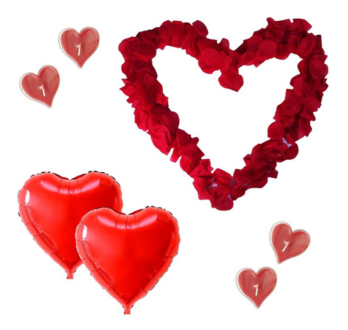 San Valentin Deco Romantica Pareja Amor Petalos Rojo Globo