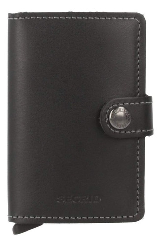 Secrid Mini Billetera De Cuero Negro Genuino Con Protección