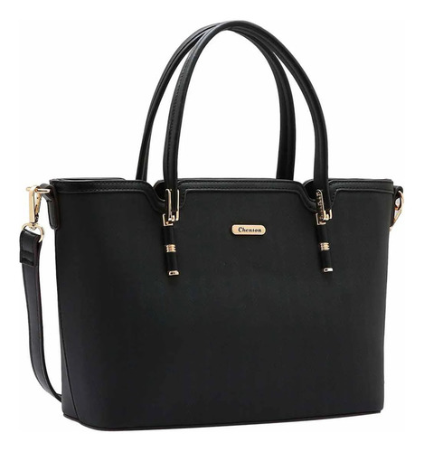 Bolsa Feminina Média Transversal Ombro Mão Chenson Original Cor Preto Elegante