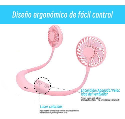 Mini Ventilador Portátil De Cuello Con Led Para Ejercicio