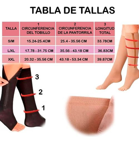 2 Pares Calcetas Medias Compresión Alivia Dolores Circulació