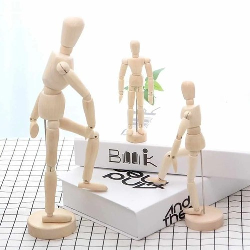 1 X Boneco Articulado Madeira Desenho Manequim 20 Cm Artes