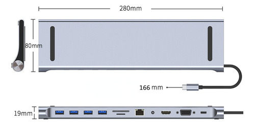 11 Em 1 Tipo Cubo Do Usb C Para Macbook Pro/air Com 4k Hdmi,