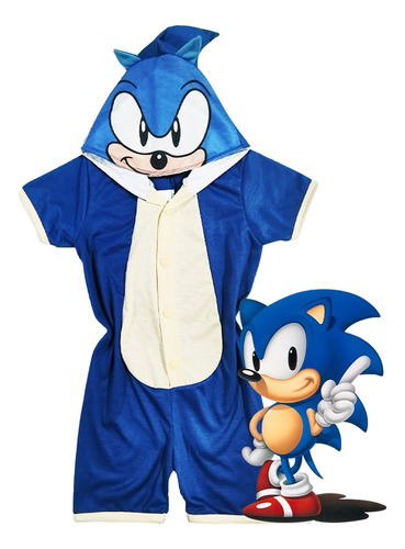 Pijama Bebe Macacao Fantasia Personagem Azul Botao