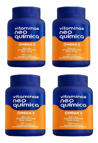 Kit 4x Vitamina Ômega 3 Epa Dha 60 Cápsulas - Neo Química