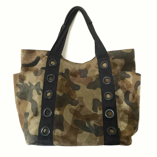 Cartera Prune De Gamuza Camuflada 100% Cuero 42x30cms