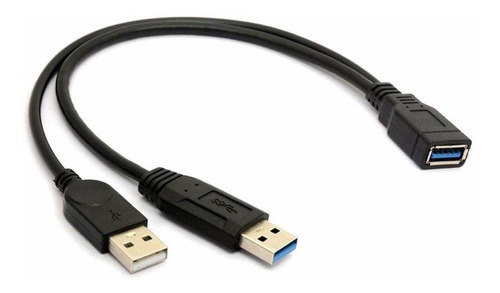 Cable De Extension Usb Hembra A Doble Usb Macho | Negro