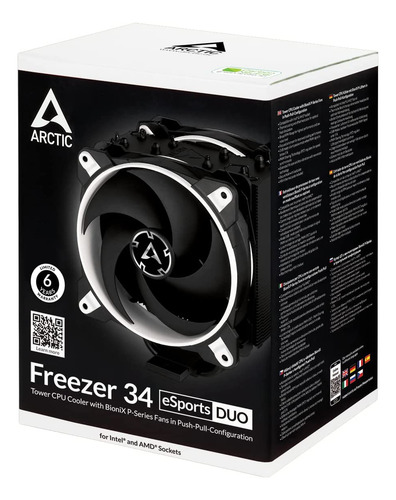 Enfriador De Cpu Arctic Freezer 34 Esports Duo, Blanco