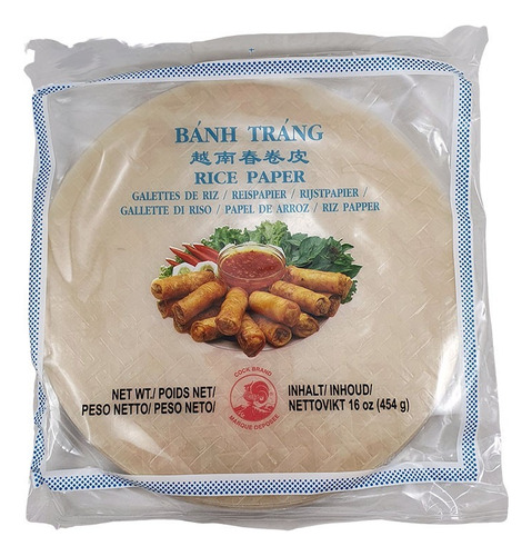 Tortilla De Arroz 22cm 454g Papel Arroz Cock Brand - Lireke