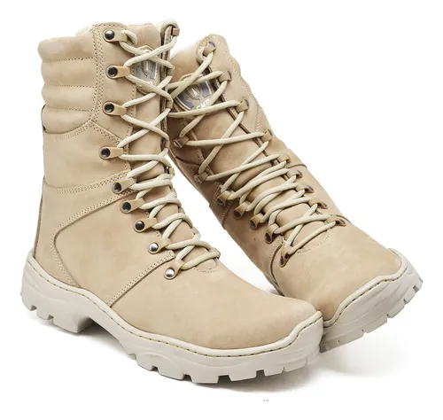 Bota Coturno Couro Aventura Estilo Militar Desert Frete gr tis