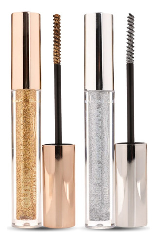 Set Mascaras De Pestañas Glitter Brillo Dorado Y Plateado