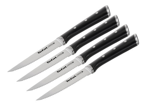 Set De 4 Cuchillos Steak T-fal Iceforce T Color Negro