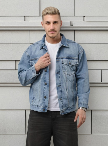 Campera De Jean Hombre Bolsillos Talles Grandes