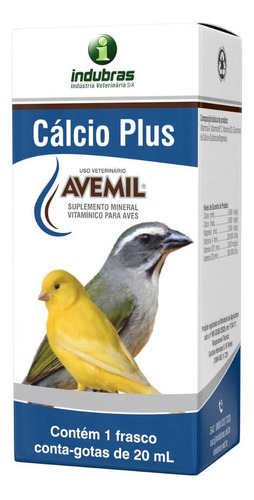 Avemil Calcio Plus 20ml Frasco Para Aves - Indubras