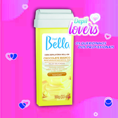 05 Cera Rollon Depilatória 100g Chocolate Branco Depil Bella