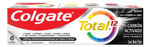 Crema Dental Colgate Total 12 Carbon Ac - Ml