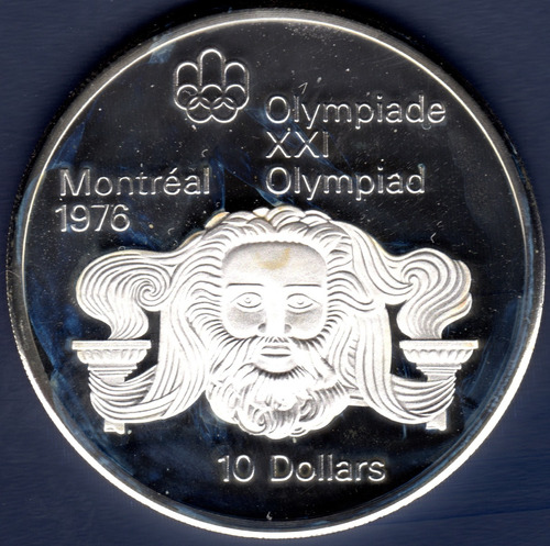 10 Dollars 1974 Moneda Canadá Olimpiadas Montreal Zeus