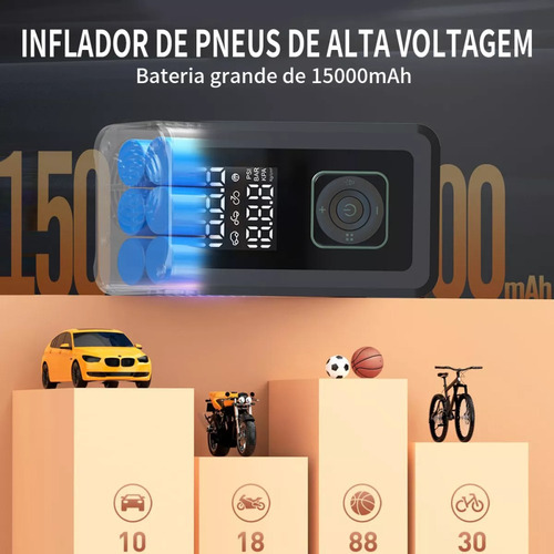 Calibrador Compressor Pneu Bomba De Ar E Auxiliar De Partida