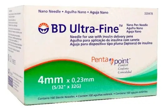Bd Ultra Fine Aguja Nano 32gx4mm 100pzas Capacidad en volumen 0 mL