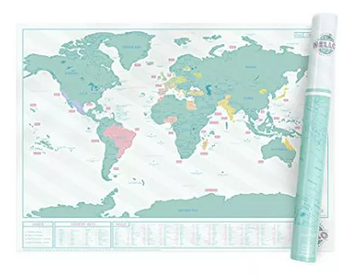 FLAMINGUEO - Mapa Mundi Rascar - Poster Mapa Mundi rascable con Púa, Envío  48/72 horas
