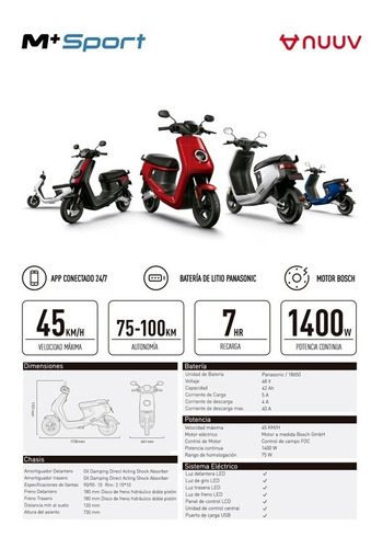 Imagen 15 de 15 de Moto Electrica Scooter Nuuv M+ Sport Bosch Litio Panasonic