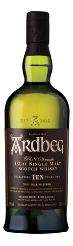 Whisky Ardbeg Single Malt 10 Años 750 Ml