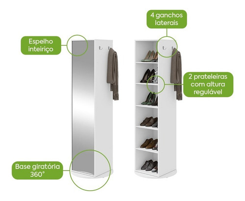 Sapateira Giratória Madeira Regulável Vertical